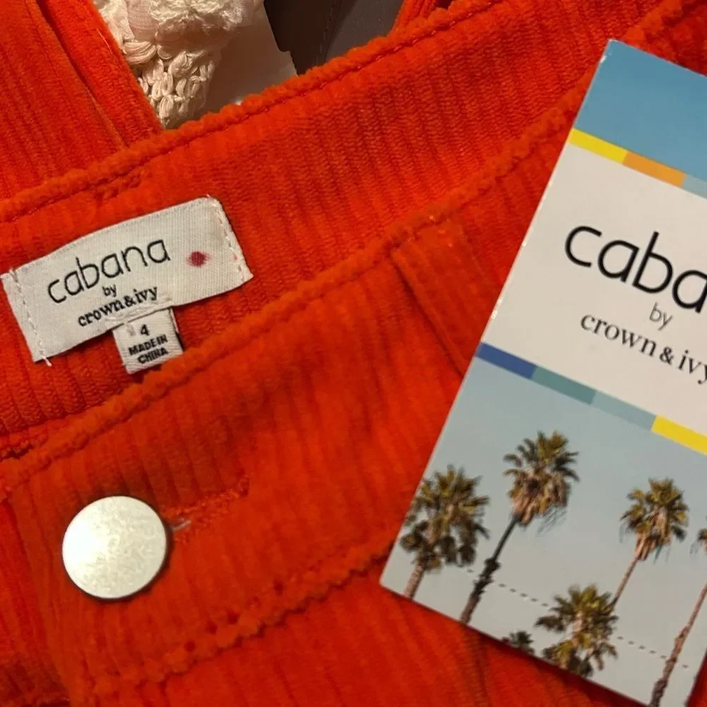 CABANA CROWN & IVY NWT Straight Leg Corduroy Pants *Red Spade 4